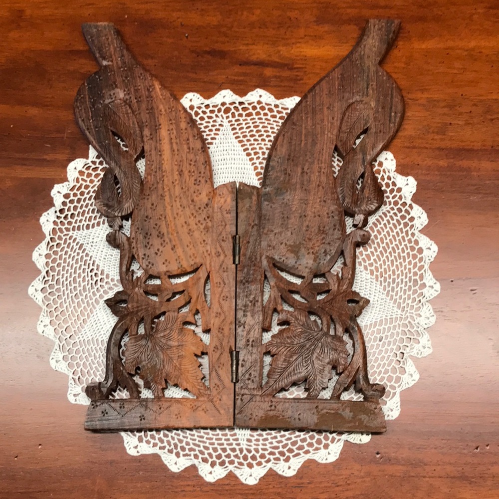 Vintage Hand Carved Folding Wooden Panels
